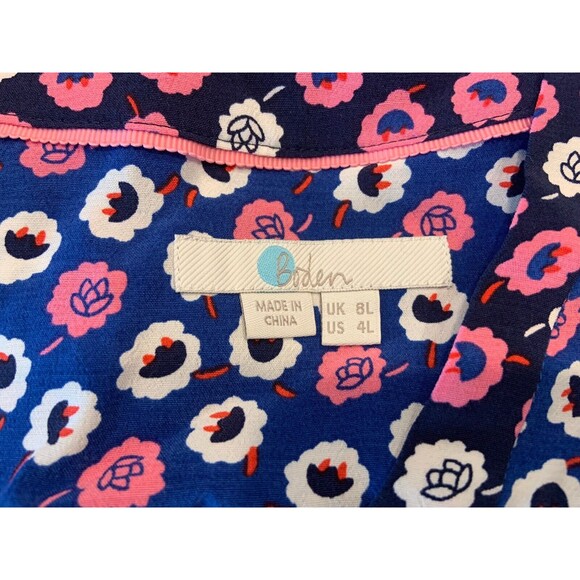 Boden Women's 3/4 Sleeve V-Neck Pink And Blue Floral Shift Dress Size 4L - Picture 6 of 8